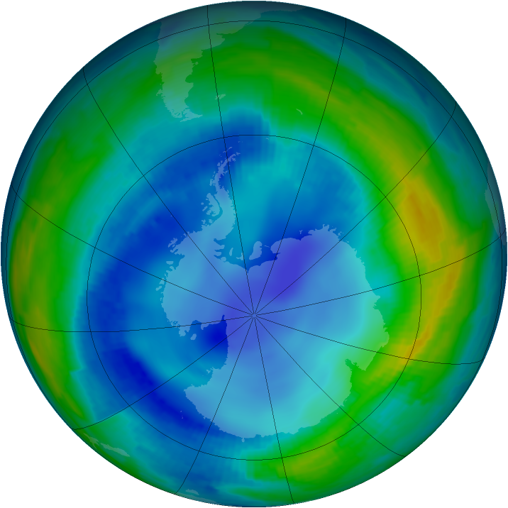Antarctic ozone map for 05 August 1997